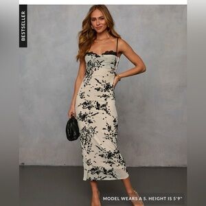 Evening Serenade Dress - Black & Cream Slip Dress